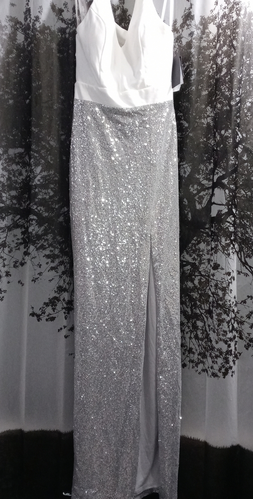 Cross Backed Sequin Gown